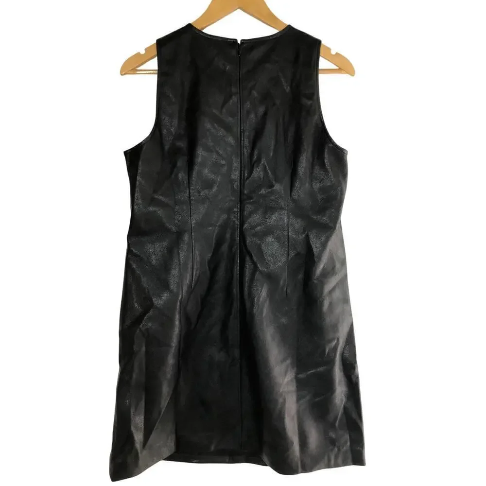 J. Crew Factory Faux Leather Shift Dress Black NWT 10P